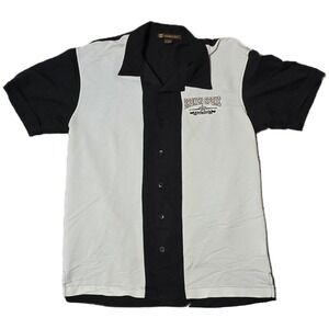Harriton‎ Broken Spoke Saloon Black White Bowling Shirt Medium Daytona Beach (U)